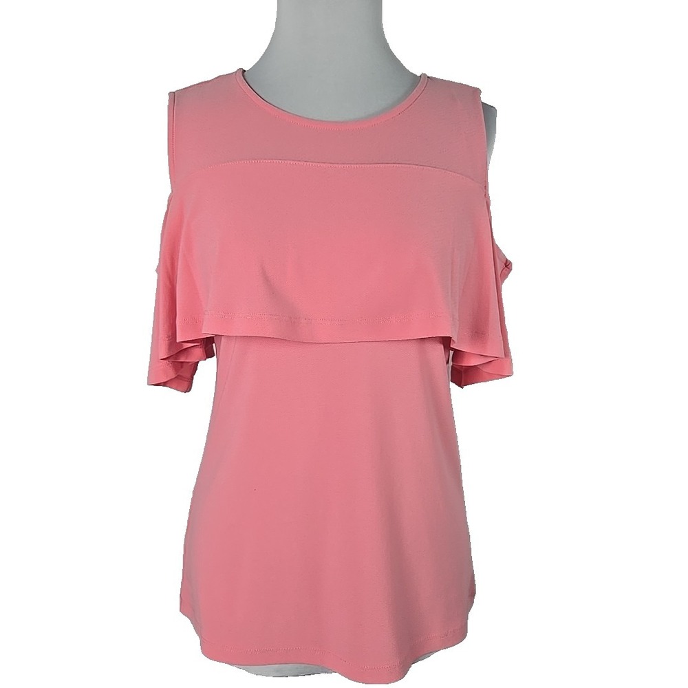 Vince Camuto Soft Pink Stretch Knit Cold Shoulder Top Size Small